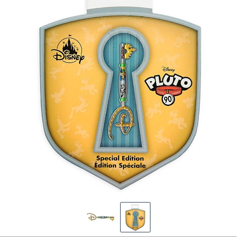 Disney Store Pluto 90th Anniversary Key Pin Set